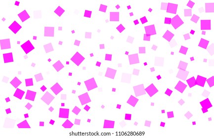 Pink Confetti in the Form of Rectangles on White Background