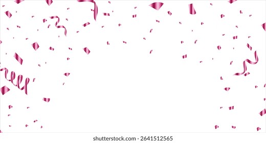 Pink confetti, paper scatter falling on the floor festive of celebration party abstract background vector illustration, Valentines With Many Falling Pink Confetti, Red Heart Party and decoration. 