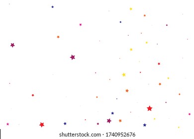Pink Confetti Sky. Purple Starry Space. Blue Stars Card. Red Vector Sky. Yellow Pattern Anniversary. Coral Texture Invitation. Celebration Wallpaper. Party Holiday.