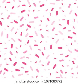 Pink confetti sprinkles seamless pattern. Great for a birthday party or an event celebration invitation or decor. Surface pattern design.