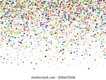 Pink Confetti String Isolated. Abstract Square Texture. Green Party Geometric Illustration. Blue Shape Dot.