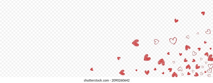 Vector De Confetti Rosa Panorámico Transparente. Borde del corazón del papel. Plantilla de papel romántico rojo.