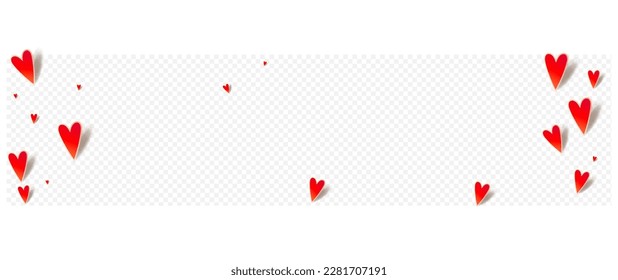 Pink Confetti Vector Panoramic Transparent Backgound. Valentine Papercut Postcard. Maroon Color Romance Hearts Wallpaper.