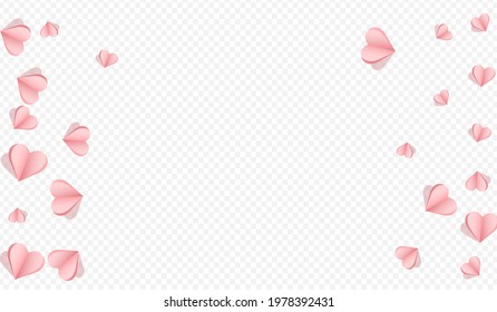 Pink Confetti Vector Transparent Backgound. Valentine Hearts Frame. Maroon Color Romantic Heart Wallpaper.