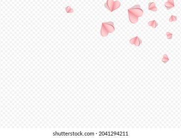 rosafarbene Konfetti Vektortransparenter Hintergrund. Alles Gute zum Papercut Design. Maroon Color Romance Herzpostkarte.