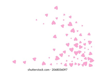 Pink Confetti Vector White Backgound. Decoration Heart Wallpaper. Maroon Color Fly Papercut Card.