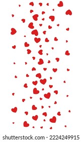 Pink Confetti Vector White Backgound. Fly Heart Wallpaper. Red Romantic Hearts Illustration.