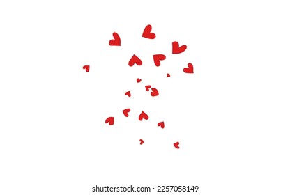 Pink Confetti Vector White Backgound. Birthday Papercut Design. Burgundy Fly Heart Illustration.