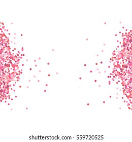 Pink Confetti In White Background With Text Place. Vector Editable Illustration