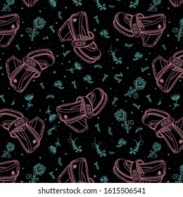 pink contour shoes pattern on a black background