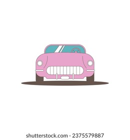 Pink convertible car. Flat vector illustration isolated on white background.