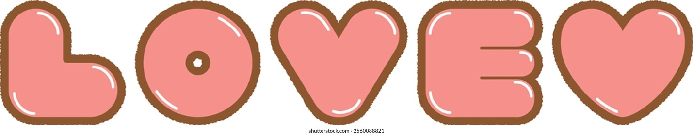 Pink cookie cutter with the word LOVE