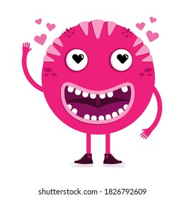 Pink Cool Monster With Smile Vector