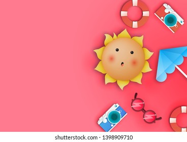 Pink copy space summer. Copy space on the summer theme. Vector illustration