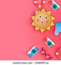 Pink copy space summer. Copy space on the summer theme. Vector illustration