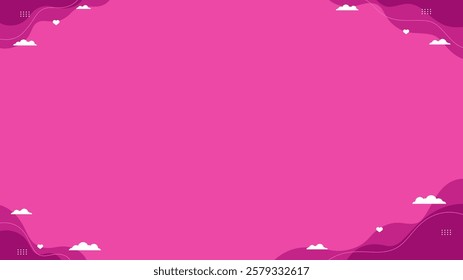 Pink copy space template background with cloud and heart shape