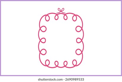 Marco de borde de coqueta rosa con coqueta de Vector Clipart de arco aislado sobre un fondo blanco