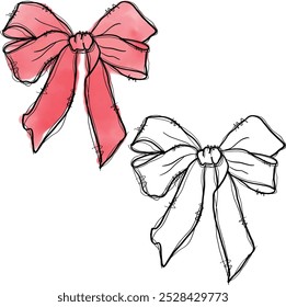 Pink coquette bow. Art and Illustration