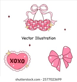 Pink Coquette Bow Cute Bows Valentine's Bows Wedding Bows Ribbon Vector Illustration