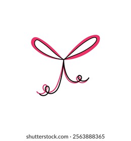 A pink coquette bow with flowing ribbons, perfect for decorative use.