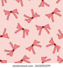 Pink coquette bows seamless pattern for Prints, Wrapping Paper, Wallpaper, Textiles, Stationery, and Fabric
