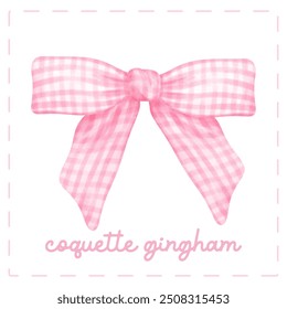 Rosa Coqueta Gingham arco vintage cinta a cuadros arco femenino Acuarela estética