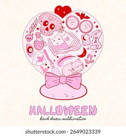Pink coquette Halloween clipart, Cute Spooky Ghost , Halloween , Retro vintage Halloween , Retro clipart, Halloween sublimation, coquette clipart, cute, kawaii, coquette aesthetic, bows clipart, 