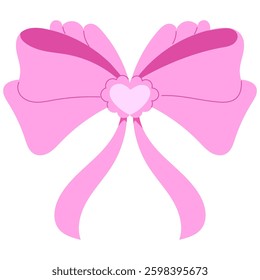 pink coquette or ribbon flat illustration for decoration 