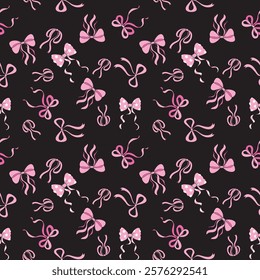 Pink coquette ribbon seamless pattern