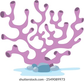 Pink coral branch cartoon icon. Underwater flora and fauna