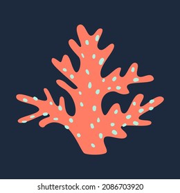 Pink coral in cartoon style. Isolated vector.