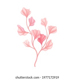 Pink Coral as Marine Invertebrate from Ocean Bottom Vector Illustration