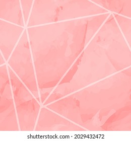 color de coral rosa naranja sin soldadura patrón con manchas de color de agua y triángulos de línea poligonal, fondo vectorial interminable