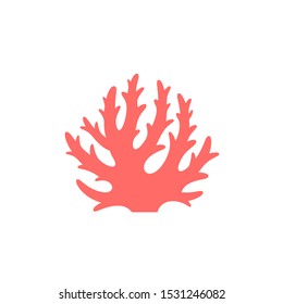 Pink coral. Sea life. Logo. Isolated coral on white background