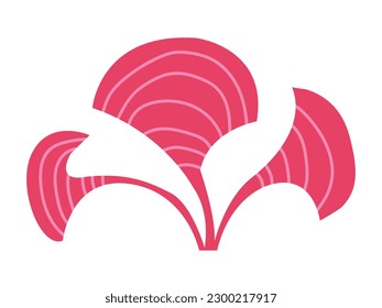 Pink coral seaweed flat illustration. Underwater algae plant vector clipart