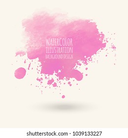 Pink Coral Watercolor Background. Vector Abstract Illustration