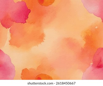 Pink and coral watercolor blurred stain. Artistic hand drawn creative background