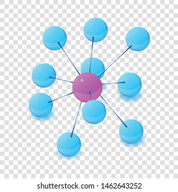 Pink core molecule icon. Isometric illustration of pink core molecule vector icon for web