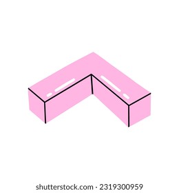 Pink Corner Arrow. Colorful pointer, marker illustration.