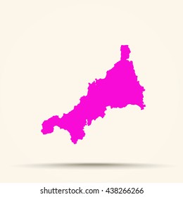 Pink Cornwall Map Illustration



