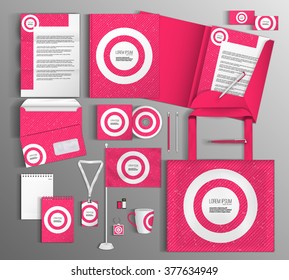 Pink corporate identity template design. Business stationery set.