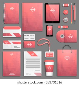 Pink Corporate identity template set. Business stationery mock-up with logo. Branding design. 