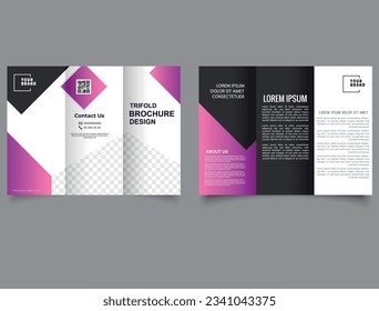 Pink Corporate Trifold Brochure. Vector editable template. Business Tri-Fold Brochure