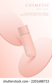 Pink cosmetic 3d background with platform.