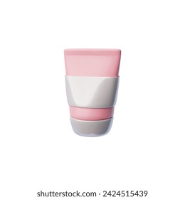 Pink cosmetic tube. Cute 3D illustration in cartoon style for beauty and personal care design templates. A charming template for fashion products.