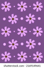 Pink cosmos flowers flat vector wallpaper. Cute pink cosmos flowers cartoon vector wallpaper for graphic design, illustration, and decorative element