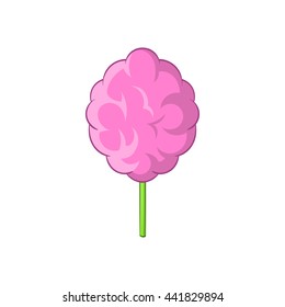 Pink cotton candy icon in cartoon style on a white background