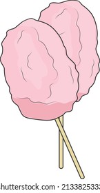 Pink cotton candy, illustration, vector on a white background.