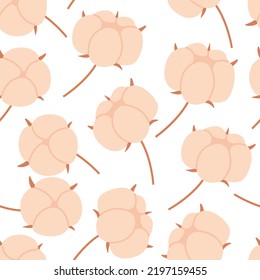 Flores de algodón rosa sin costura. Ilustraciones vectoriales en forma de dibujo plano.