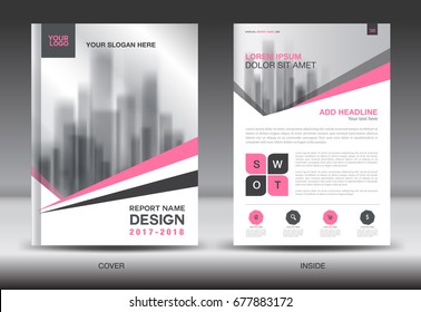 Pink Cover Annual report brochure flyer template creative design, cover design cover and inside page layout, infographics vector